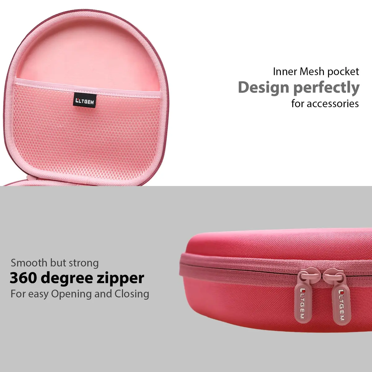 L LTGEM Hard Case for Anker Soundcore Q30/Q20i/Q45/Space One Pro Headphones, Pink | Waterproof & Shockproof Travel Cover - view 7
