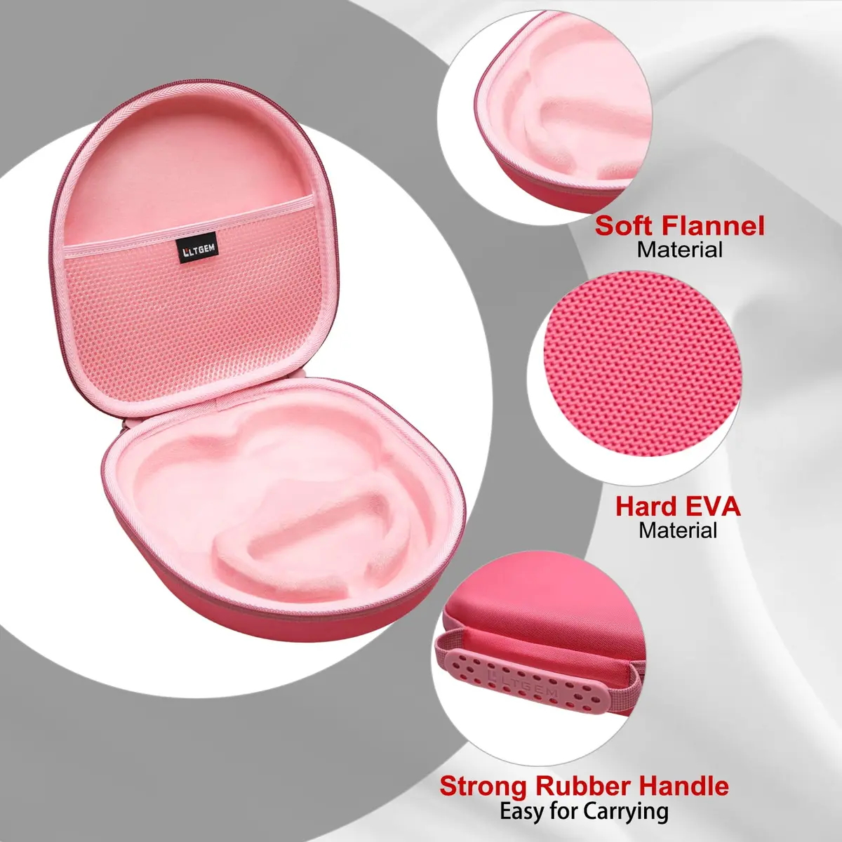 L LTGEM Hard Case for Anker Soundcore Q30/Q20i/Q45/Space One Pro Headphones, Pink | Waterproof & Shockproof Travel Cover - view 4