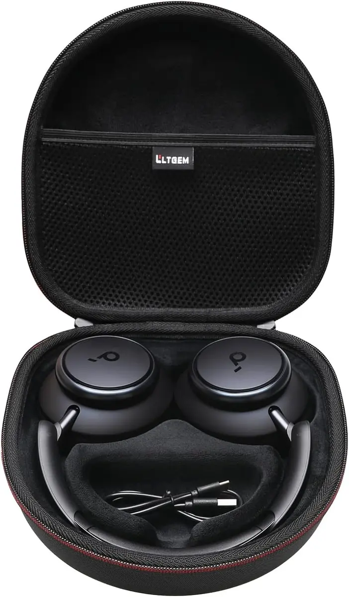 L LTGEM Hard Case for Anker Soundcore Q30/Q20i/Q45/Space One Pro Headphones, Black | Waterproof & Shockproof - main product image