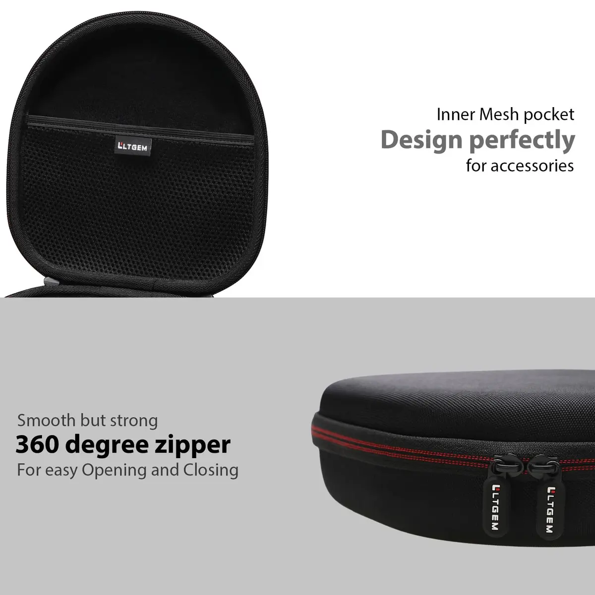 L LTGEM Hard Case for Anker Soundcore Q30/Q20i/Q45/Space One Pro Headphones, Black | Waterproof & Shockproof - view 7