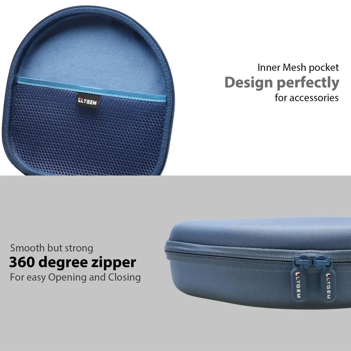 L LTGEM Hard Case for Anker Soundcore Q30/Q20i/Q45/Space One Pro Headphones, Blue | Waterproof & Shockproof Travel Cover - view 7