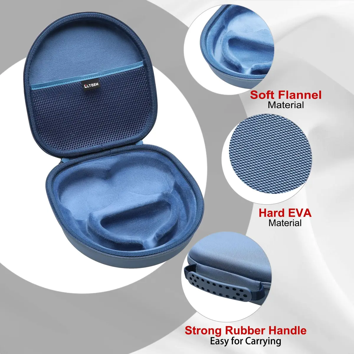 L LTGEM Hard Case for Anker Soundcore Q30/Q20i/Q45/Space One Pro Headphones, Blue | Waterproof & Shockproof Travel Cover - view 4