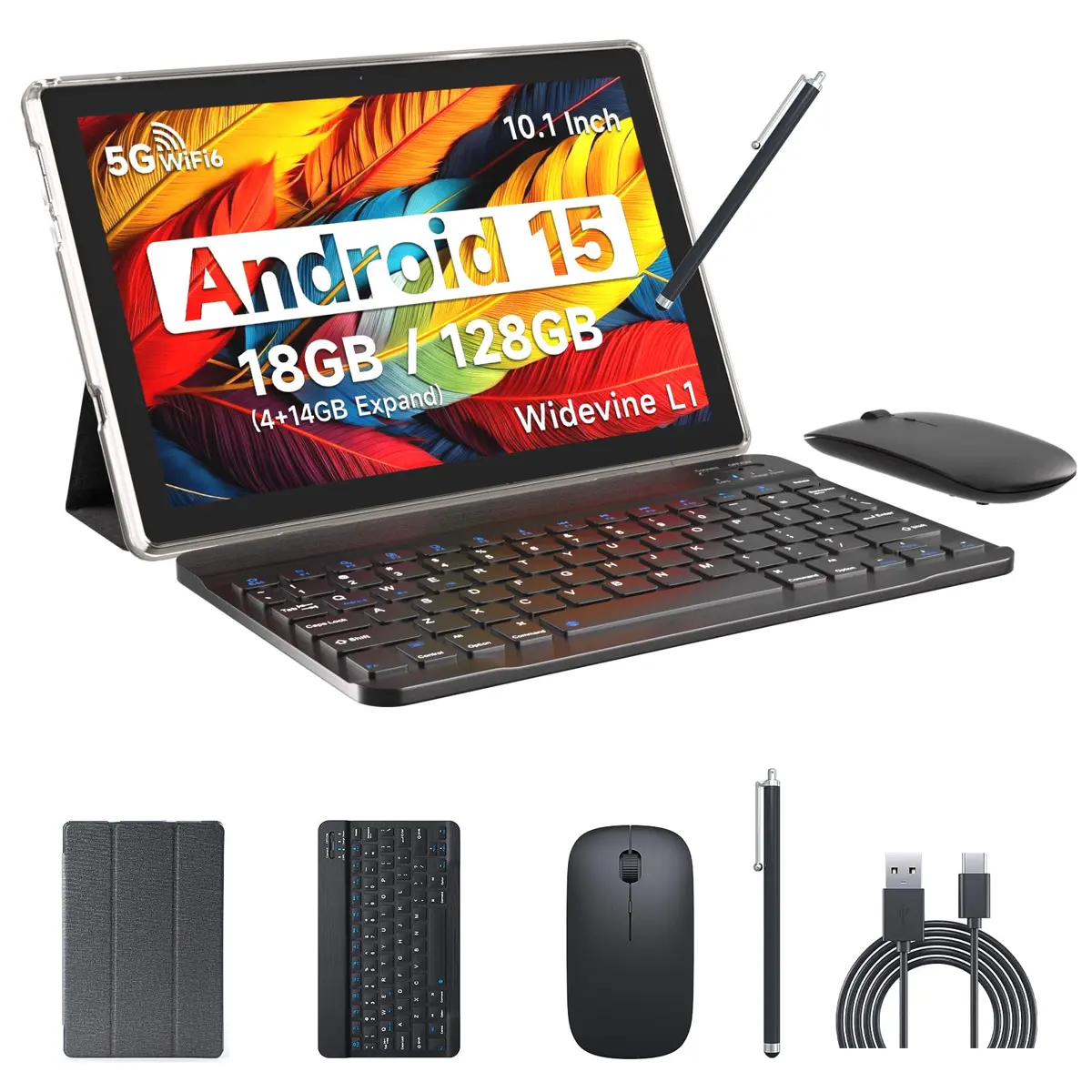 IWEGGO Android 15 Tablet 10 Inch 18GB RAM 128GB ROM | 2TB Expandable, 2.4G/5G WiFi6, 6000mAh Battery - main product image