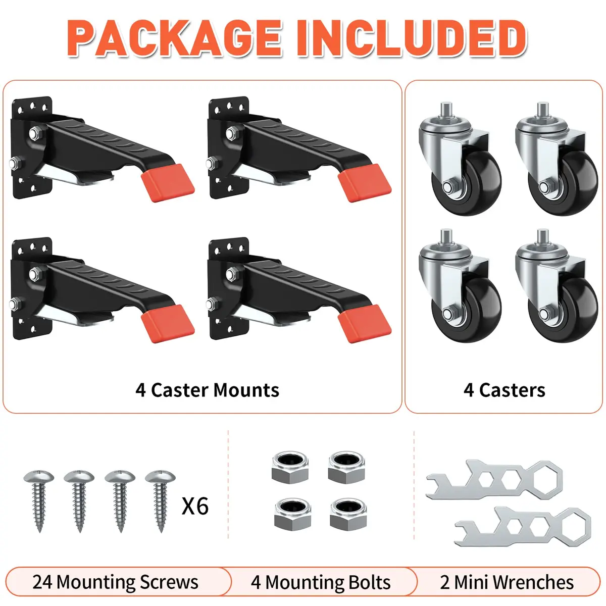 SPACEKEEPER Heavy Duty Retractable Workbench Casters Kit 720 Lbs Capacity | 4 Pack Side Mount Swivel Wheels - view 8