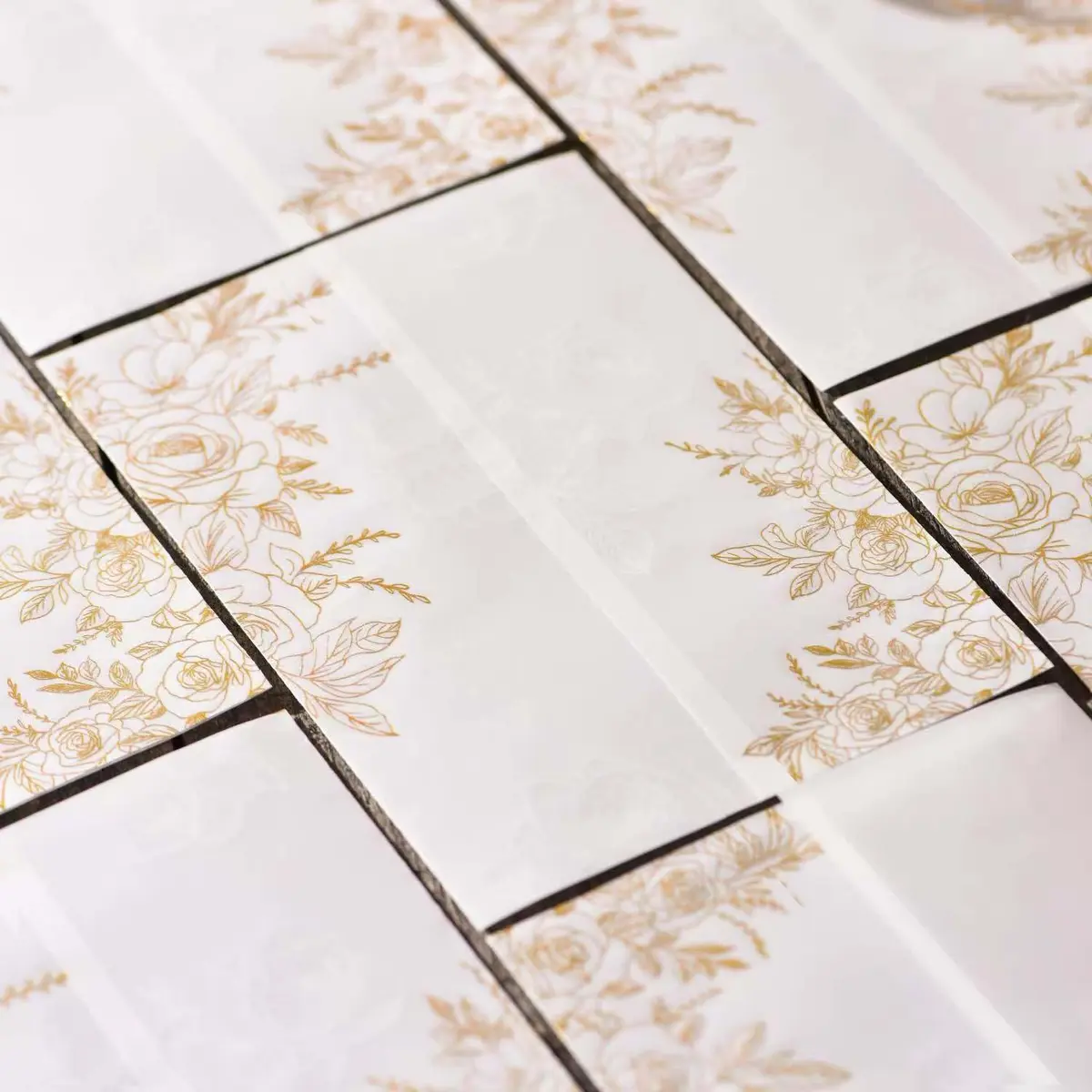 Puremigo 50 Pack Pre-Folded Vellum Jackets for 5x7 Invitations - Gold Foil Pattern - 115GSM Vellum Paper - view 4