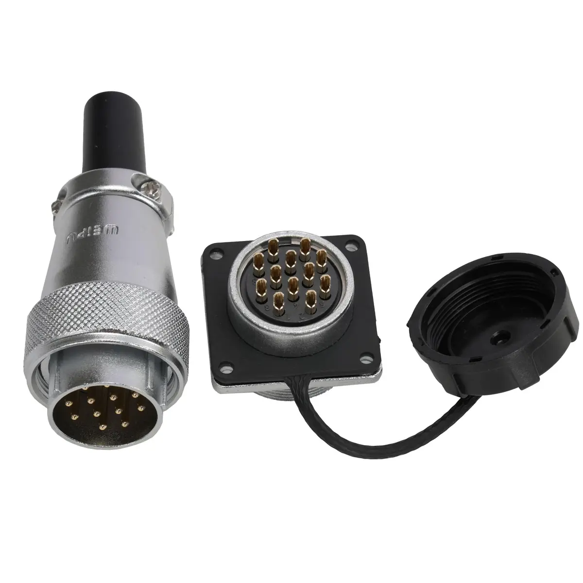 HangTon WS24 12 Pin Aviation Circular Connector 10A Male Plug + Female Socket 24mm Panel Mount | Heavy Duty Industrial Power Connector - view 2