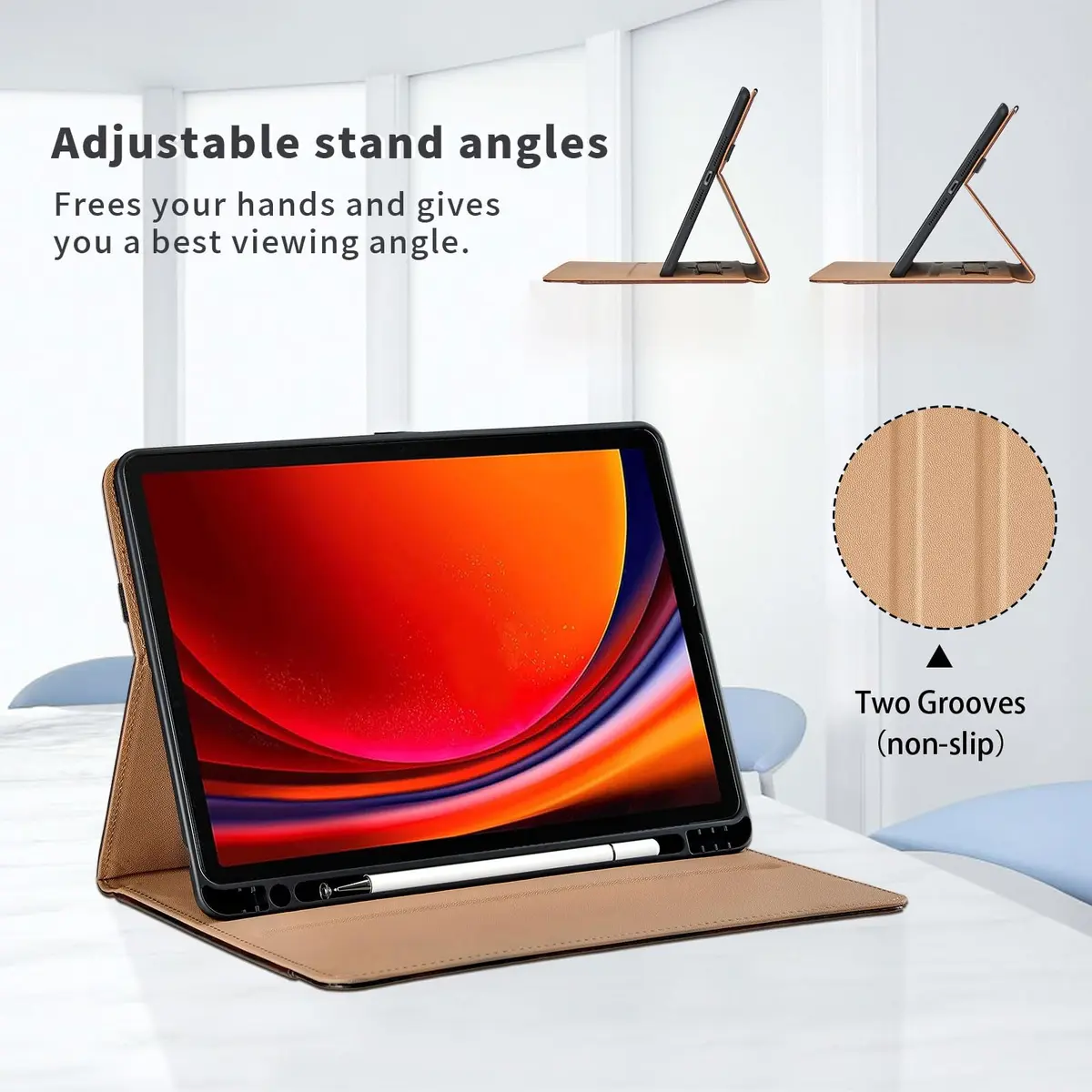 Oduio Blue PU Leather Folio Stand Cover for Samsung Galaxy Tab S10 Plus 12.4" | Auto Wake/Sleep - view 3