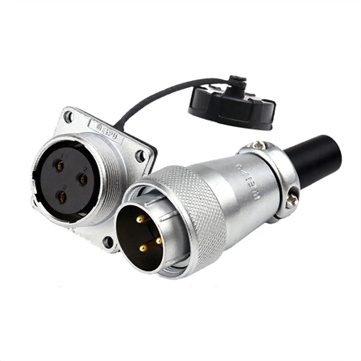 HangTon WS24 3 Pin Aviation Circular Connector Male Plug Female Panel Socket 24mm Panel Cutout Diameter | Secure Threaded Coupling, 500V 25A Power Electrical - main product image