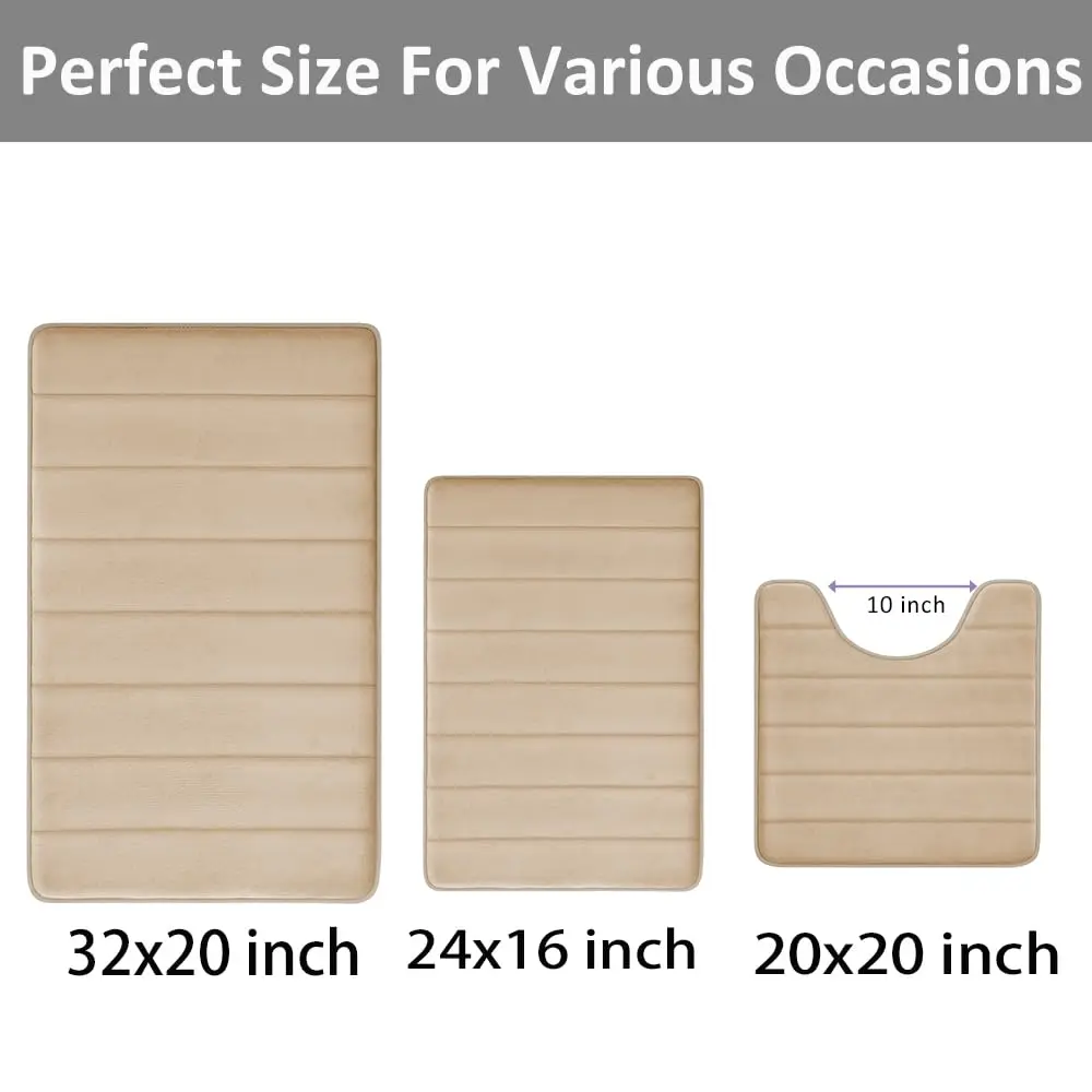 RUN HELIX Memory Foam Bath Mat Set 3 Piece | Super Water Absorption & Non-Slip Comfort (32"x20"+16"x24"+20"x32") - view 3