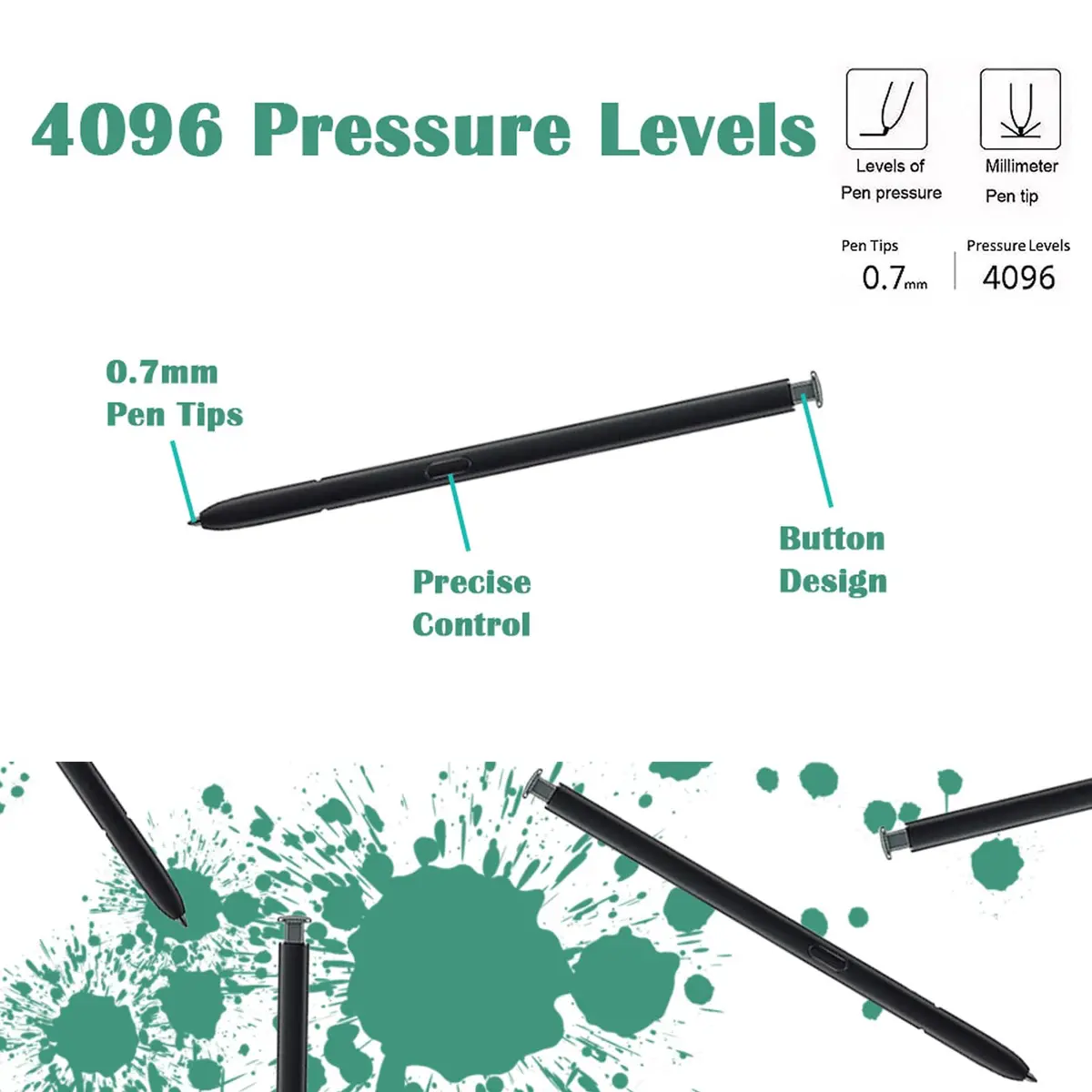 CaoXiong 2 Pcs Galaxy S23 Ultra S Pen Replacement (Green) | High Precision, Pressure Sensitive - view 3