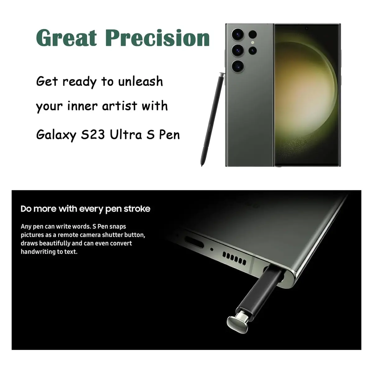 CaoXiong 2 Pcs Galaxy S23 Ultra S Pen Replacement (Green) | High Precision, Pressure Sensitive - view 4