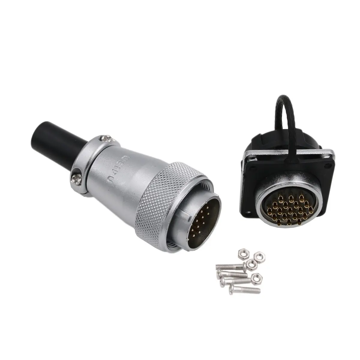 HangTon WS24 19 Pin Aviation Circular Connector 24mm Panel Mount 5A 400V Male Plug & Female Socket | Industrial Metal Shell - view 2