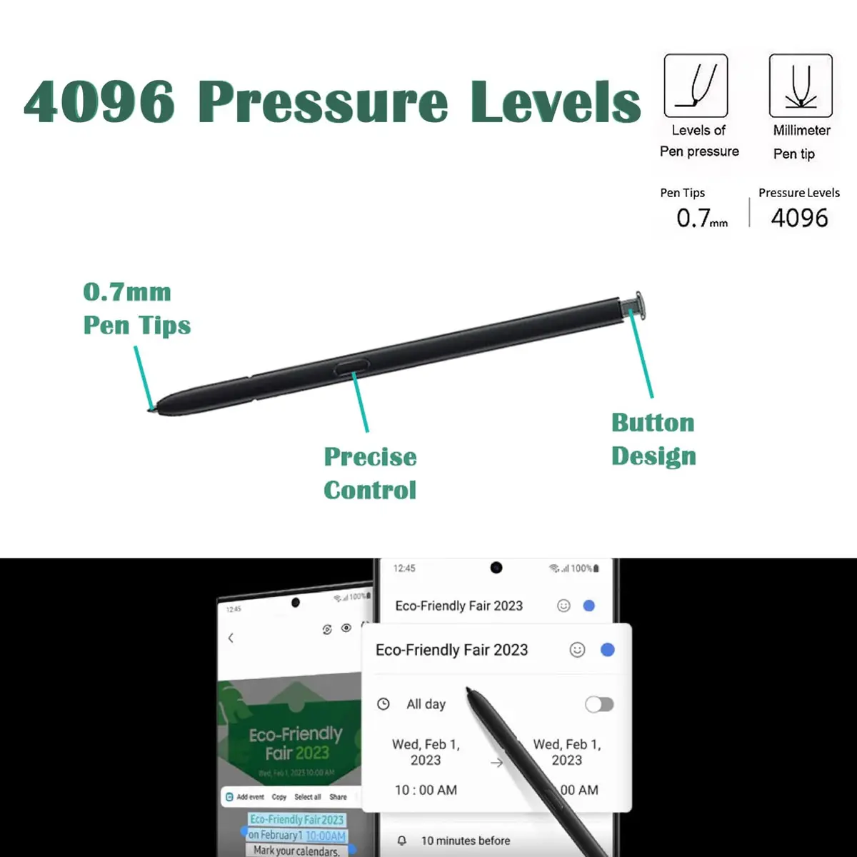Alovexiong Green 2 Pcs Input Pen for Samsung Galaxy S23 Ultra | Precise Stylus Replacement - view 3