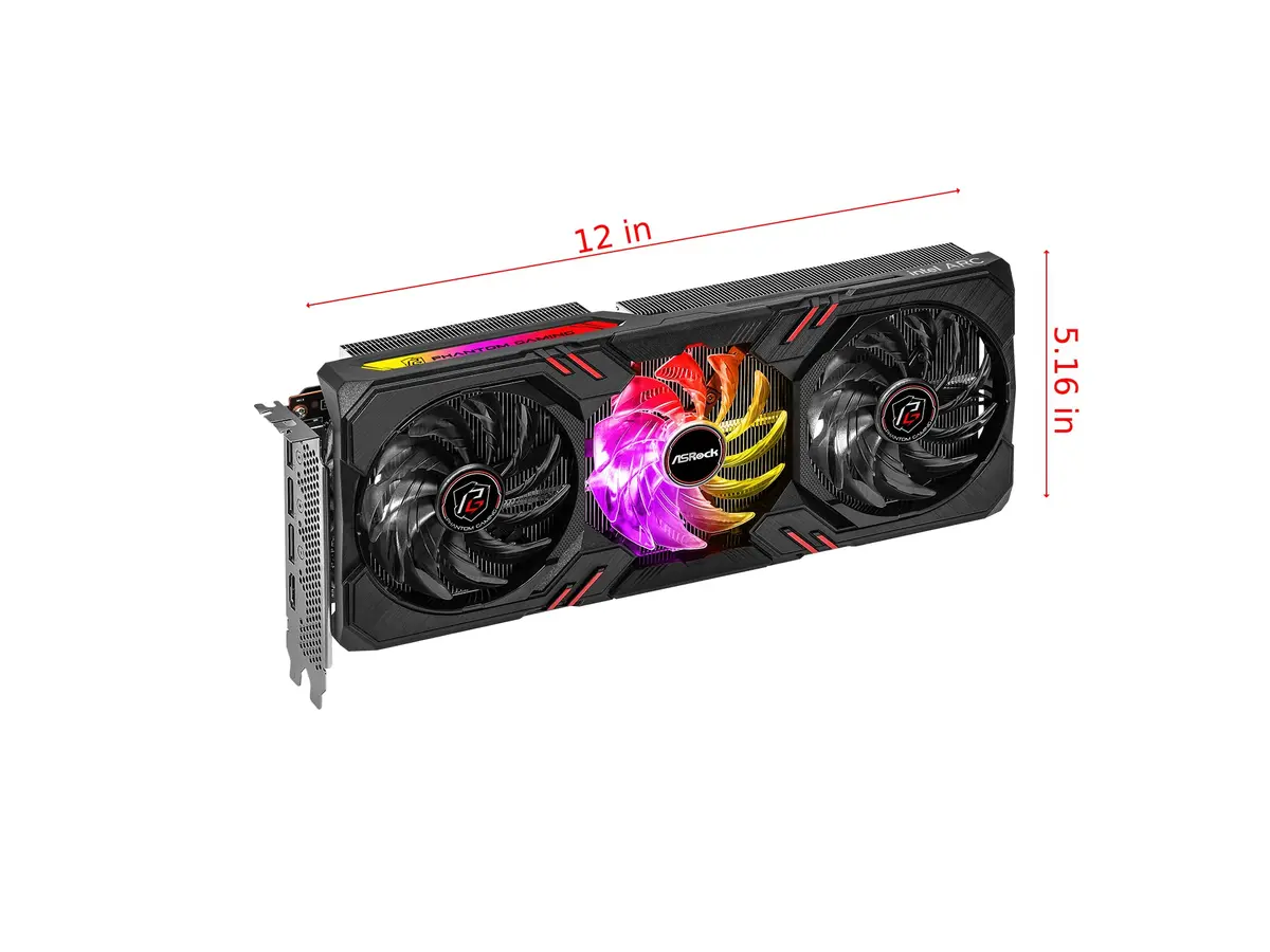 ASRock Intel Arc A770 Phantom Gaming 16GB OC Graphics Card | 2200 MHz GPU, 16GB GDDR6, Triple Fan Cooling - view 2