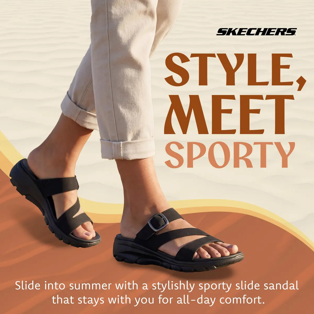 Skechers Women's Easy Going Slide On By Casual Sandal Black/Black 24.1 cm (9.5 in) - view 2