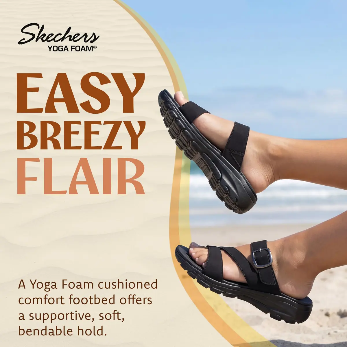 Skechers Women's Easy Going Slide On By Casual Sandal Black/Black 24.1 cm (9.5 in) - view 3