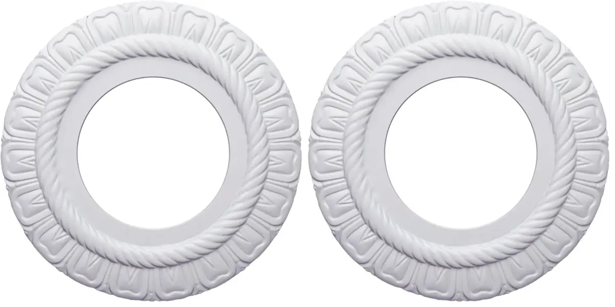 Ekena Millwork Claremont Ceiling Medallion 9"OD x 4 1/2"ID x 1/2"P (Pack of 2) | Lightweight Polyurethane for Easy Installation - main product image