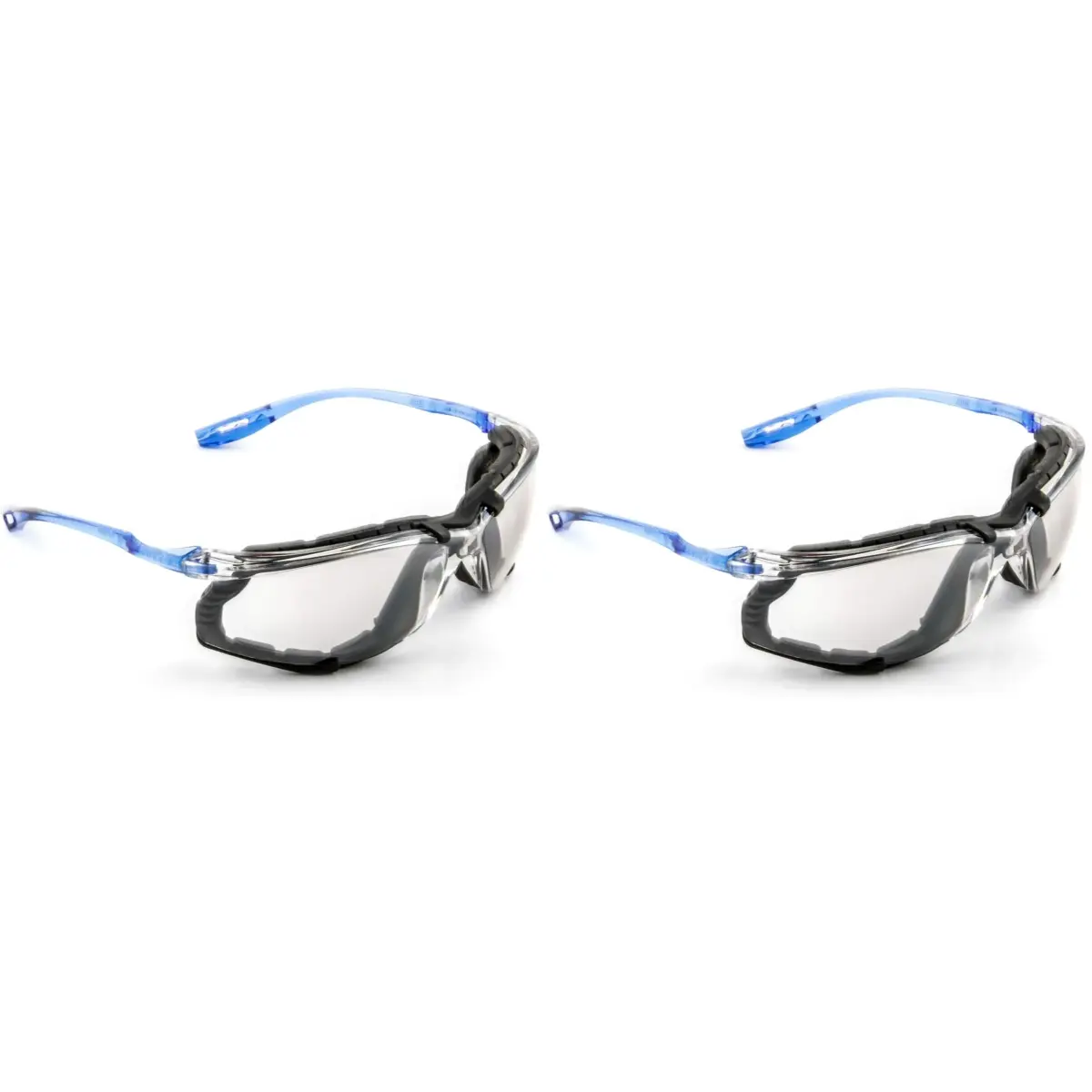 3M Virtua CCS Safety Glasses Pack of 2 | Anti-Fog, Indoor/Outdoor Mirrored Lens, Blue Frame with Foam Gasket - main product image