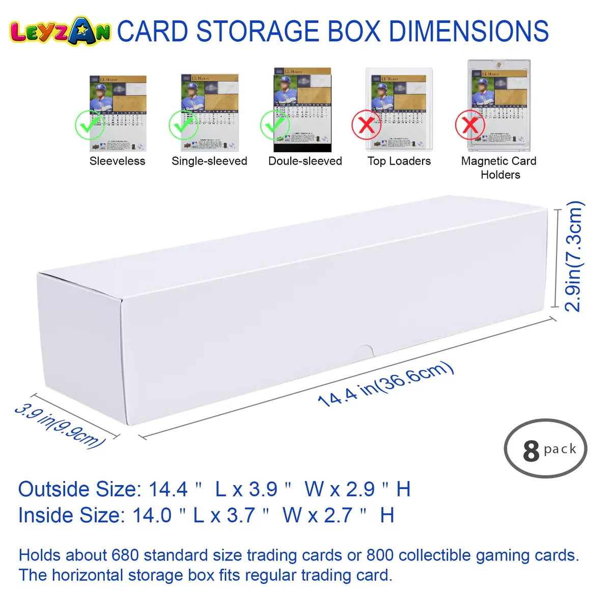 Leyzan Trading Card Storage Box, 8-Pack 1000 Count | Organize & Protect Your Cards - view 6