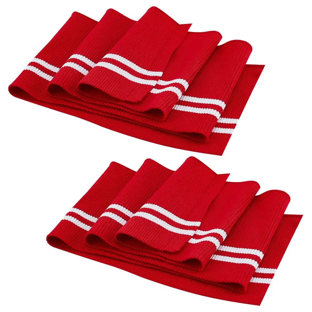 BENECREAT Red Striped Ribbing Fabric for Cuffs 15.2cm x 95cm (5.9" x 37.4") | 2-Pack Cotton Blend for Sewing Crafts - main product image