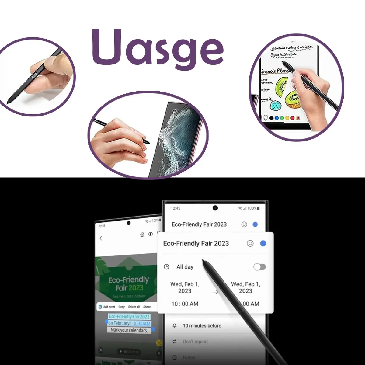 Alovexiong Purple Stylus Pen Replacement for Samsung Galaxy S23 Ultra 5G, 4096 Pressure Levels - view 5