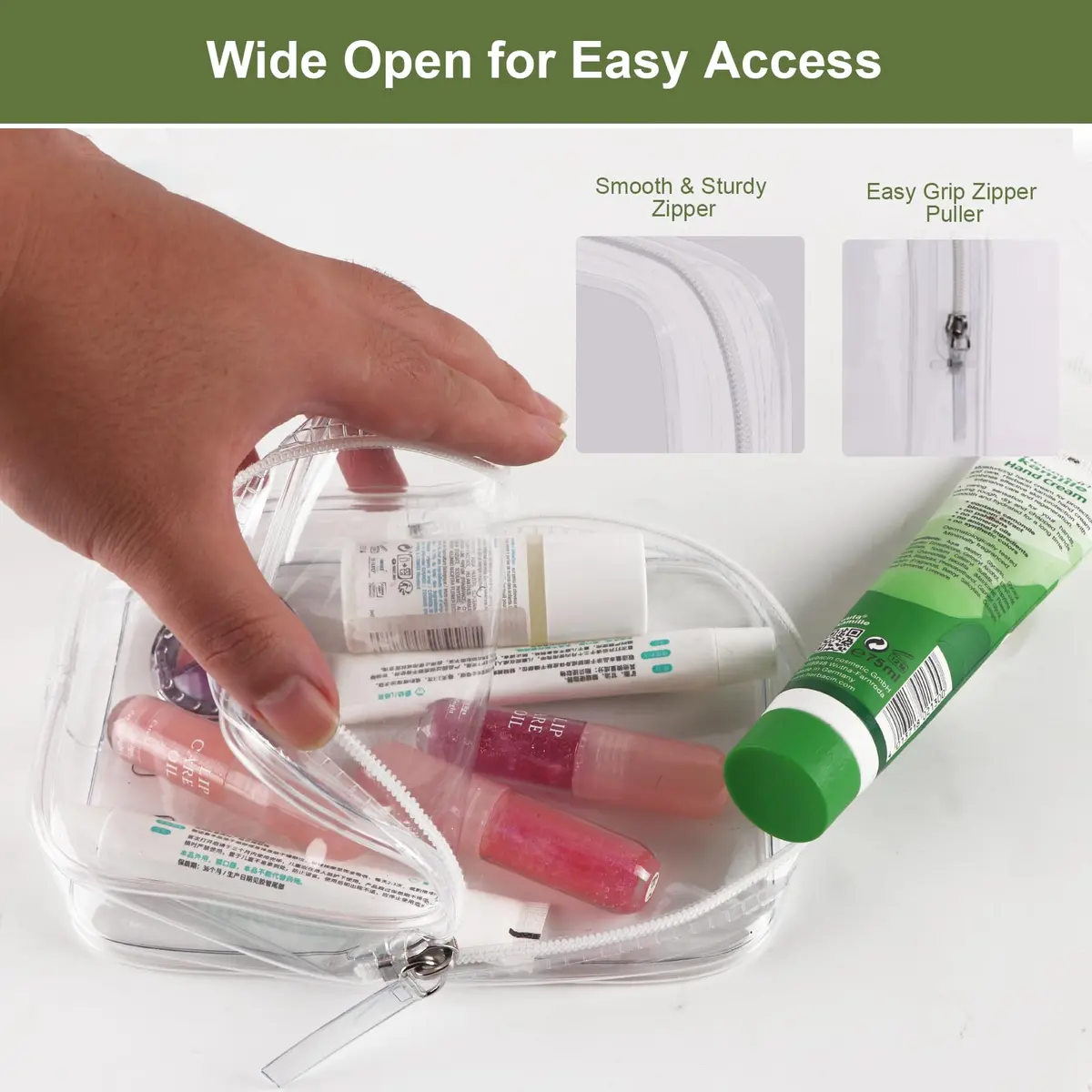 CALYGO TSA Approved Clear Toiletry Bag 2-Pack, 1 Quart (1L) | Travel Essentials for Liquids & Makeup - view 3