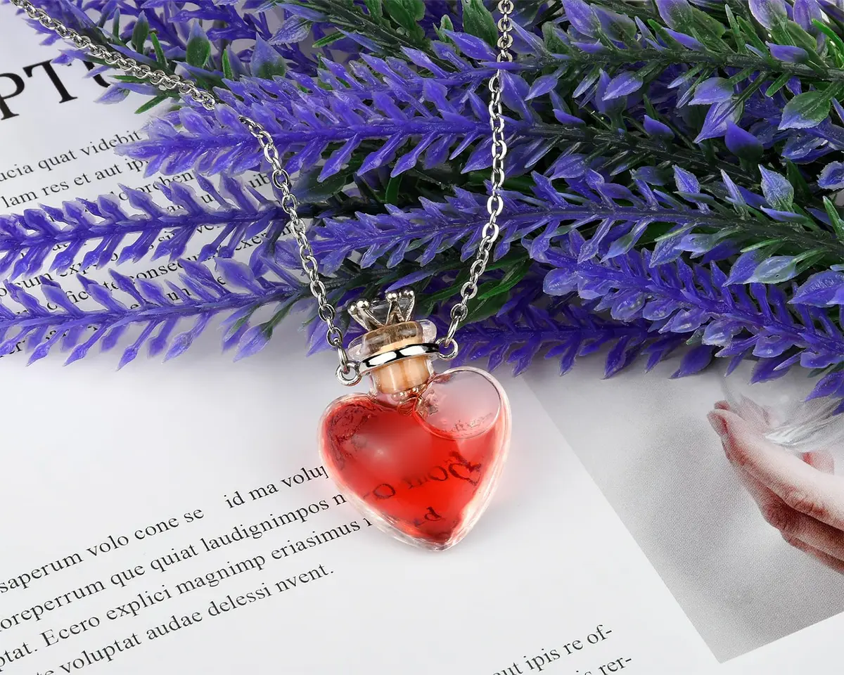 DS. DISTINCTIVE STYLE Heart Shaped Perfume Bottle Necklace | Cremation & Memorial Jewelry for Women - view 10