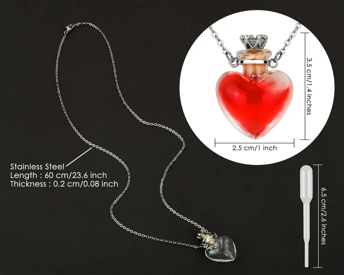 DS. DISTINCTIVE STYLE Heart Shaped Perfume Bottle Necklace | Cremation & Memorial Jewelry for Women - view 2