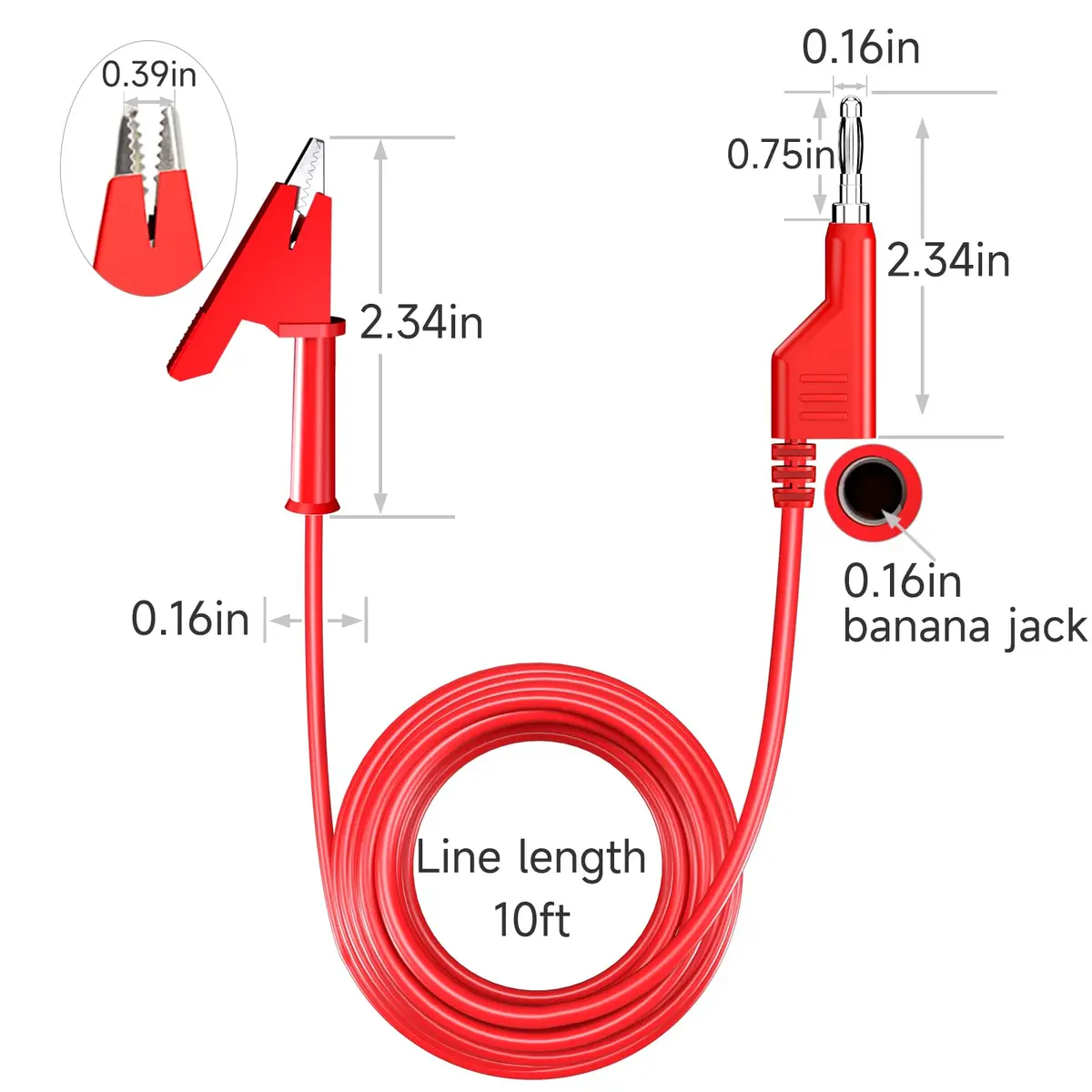 Goupchn 4mm Stackable Banana Plugs to Alligator Clips Test Leads 5PCS | 3m (10ft) 1000V 15A - view 2