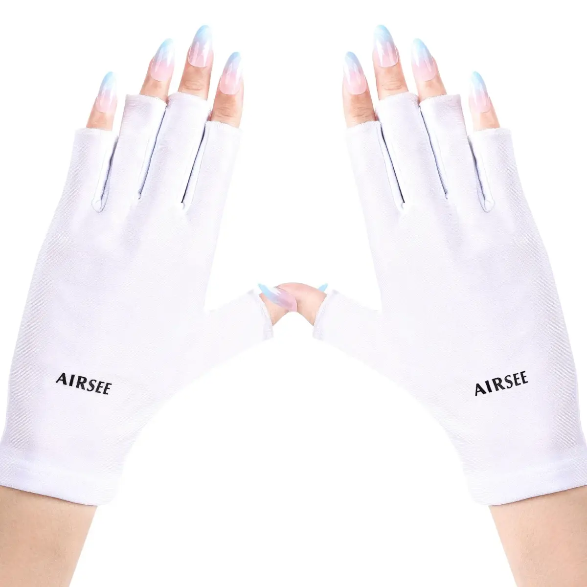 AIRSEE UPF50+ UV Protection Gloves for Nail Lamp | Fingerless, White, Nylon/Lycra - main product image