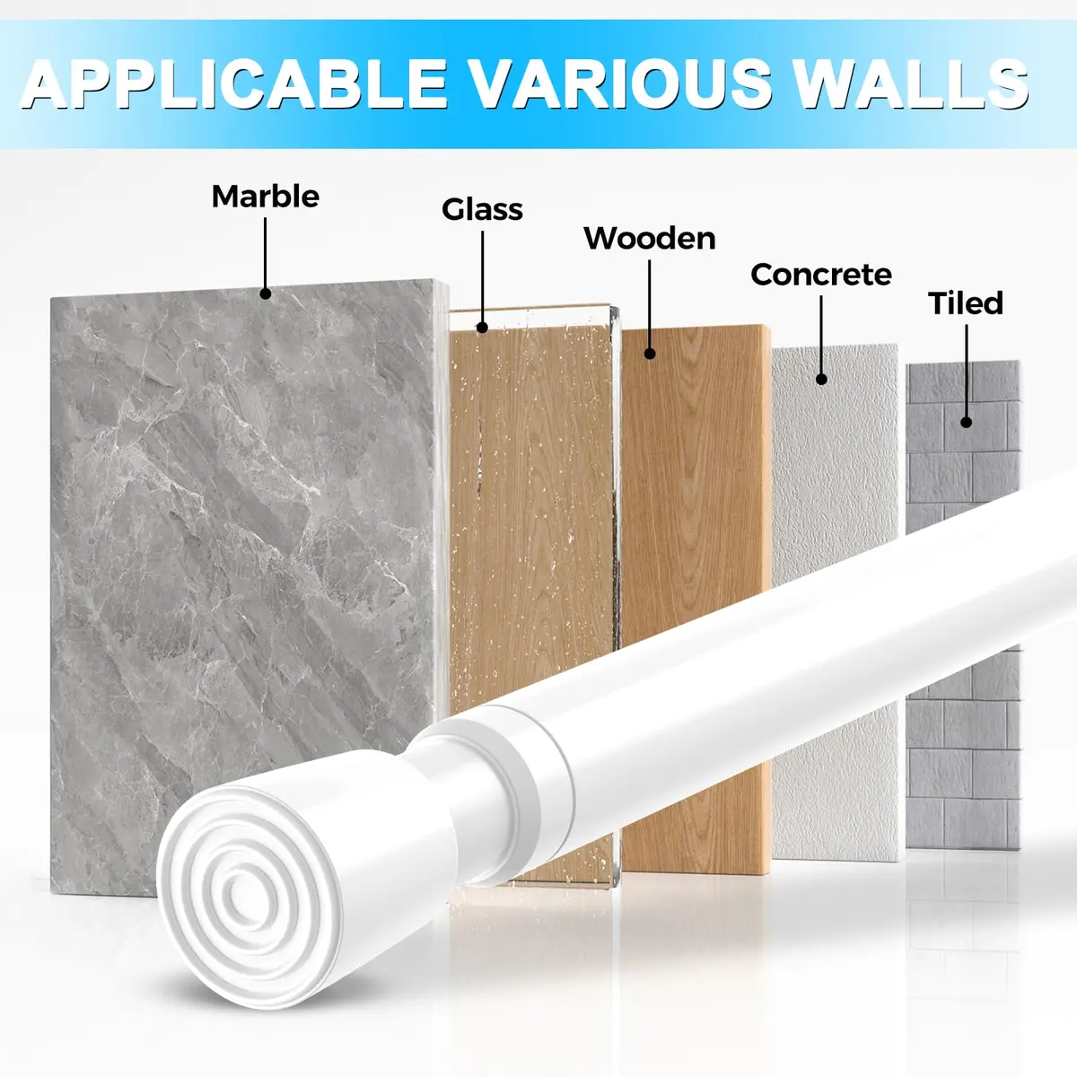 ZipGlo Spring Tension Curtain Rods 26-39 Inch White 2 Pack | No-Drill Installation for Indian Homes - view 5