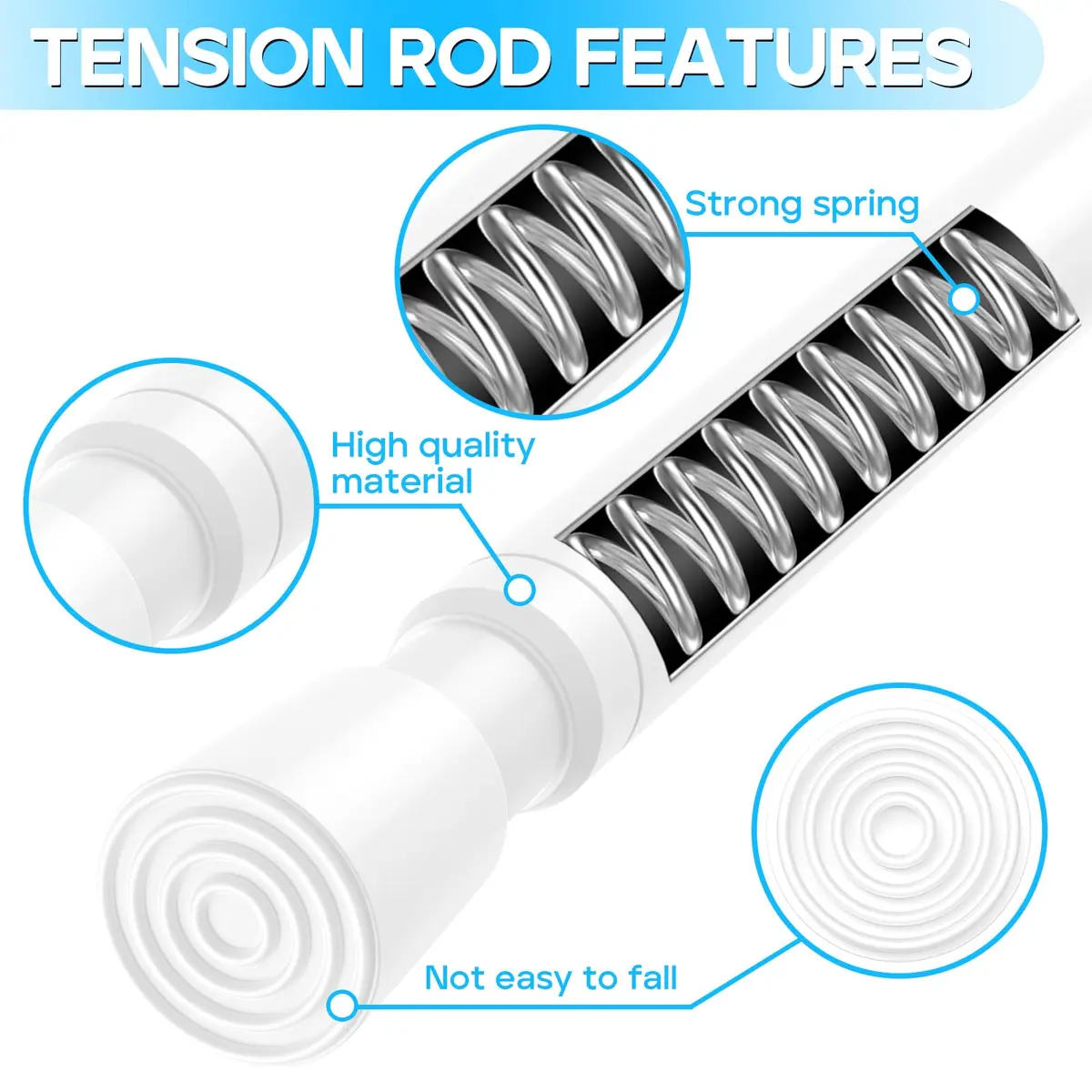 ZipGlo Spring Tension Curtain Rods 26-39 Inch White 2 Pack | No-Drill Installation for Indian Homes - view 3
