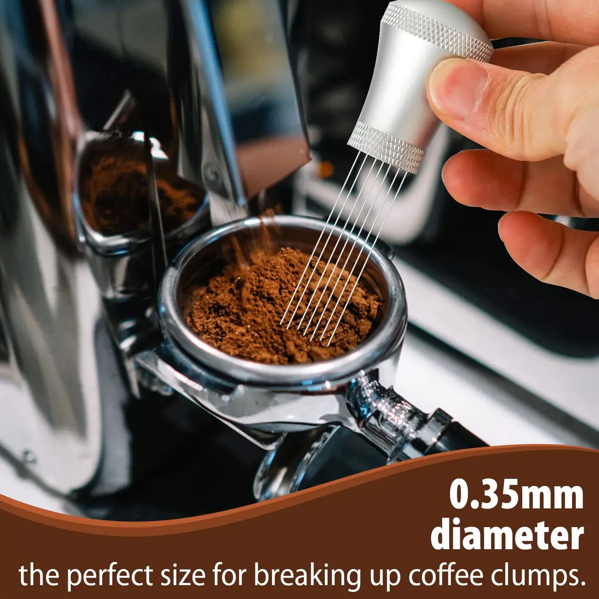 MEION WDT Espresso Distribution Tool 7 Needles Silver | Even Coffee Grind Distribution for Baristas - view 5