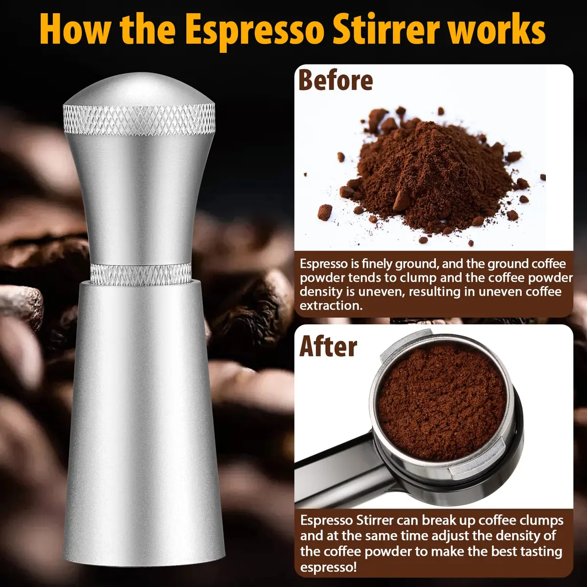 MEION WDT Espresso Distribution Tool 7 Needles Silver | Even Coffee Grind Distribution for Baristas - view 6