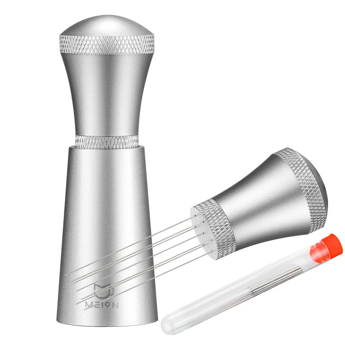 MEION WDT Espresso Distribution Tool 7 Needles Silver | Even Coffee Grind Distribution for Baristas - main product image