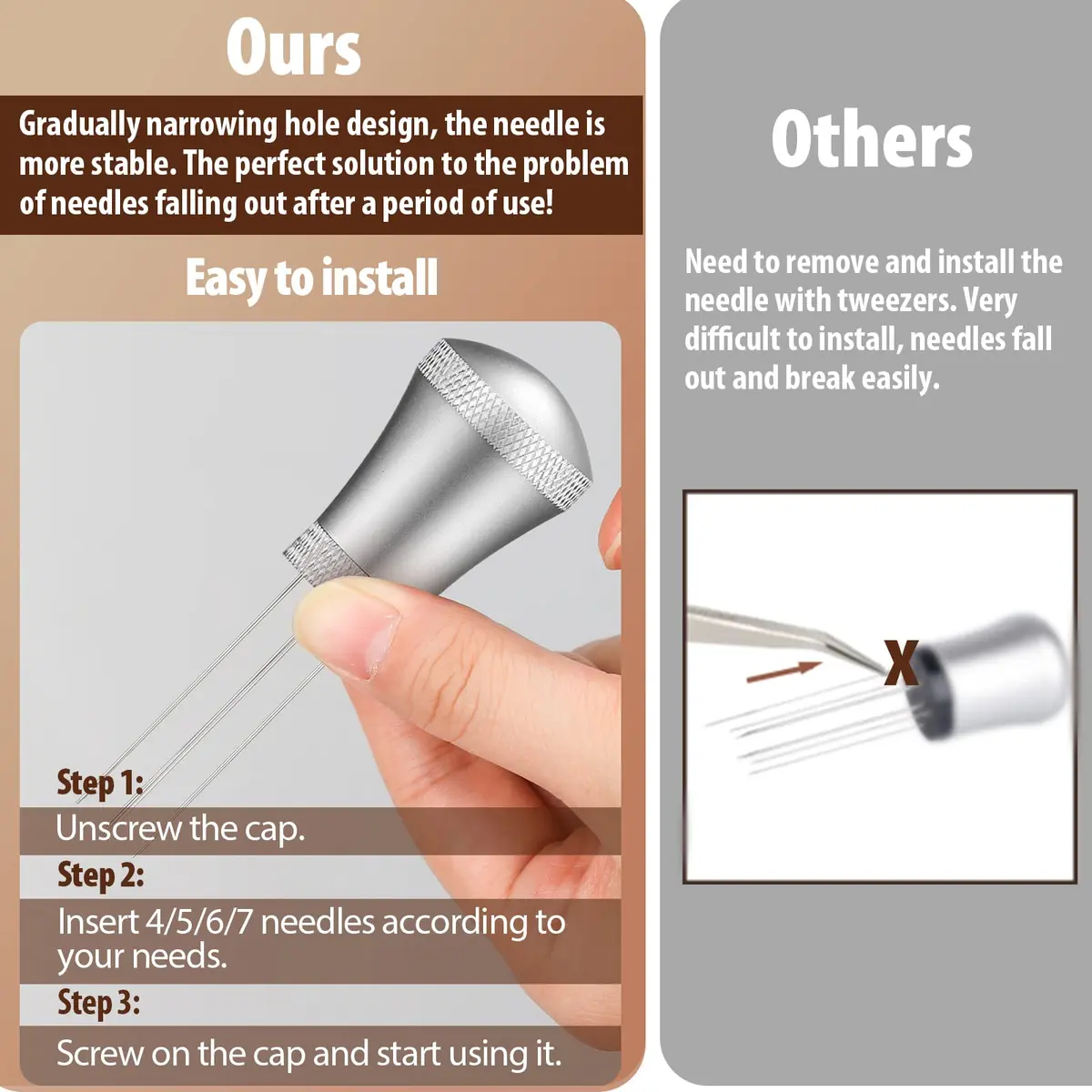 MEION WDT Espresso Distribution Tool 7 Needles Silver | Even Coffee Grind Distribution for Baristas - view 7