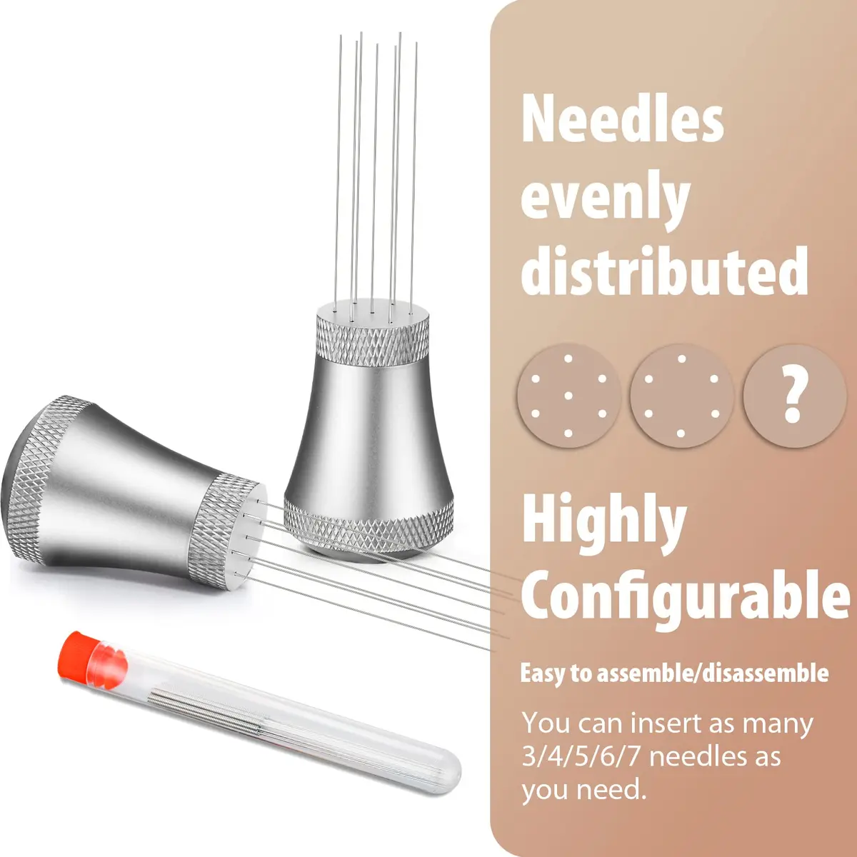 MEION WDT Espresso Distribution Tool 7 Needles Silver | Even Coffee Grind Distribution for Baristas - view 2