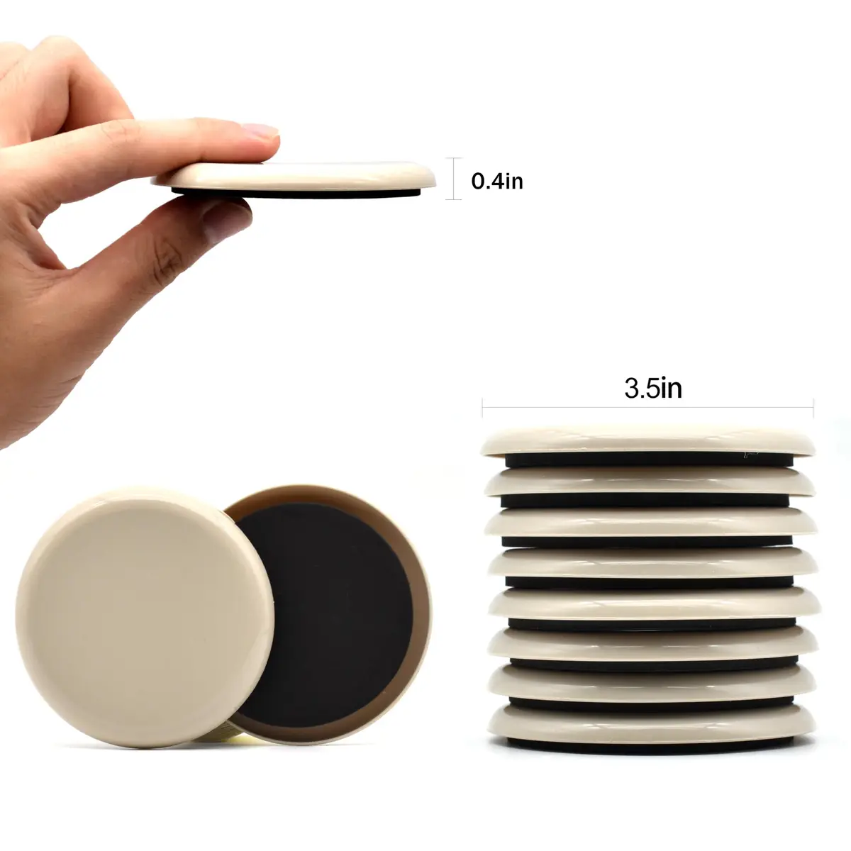 CADONO Furniture Sliders 3 1/2'' Round 8 Pcs | Heavy Duty Reusable Floor Protectors - view 2