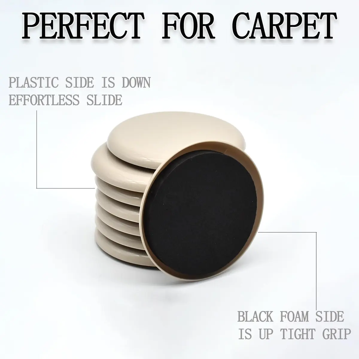 CADONO Furniture Sliders 3 1/2'' Round 8 Pcs | Heavy Duty Reusable Floor Protectors - view 3