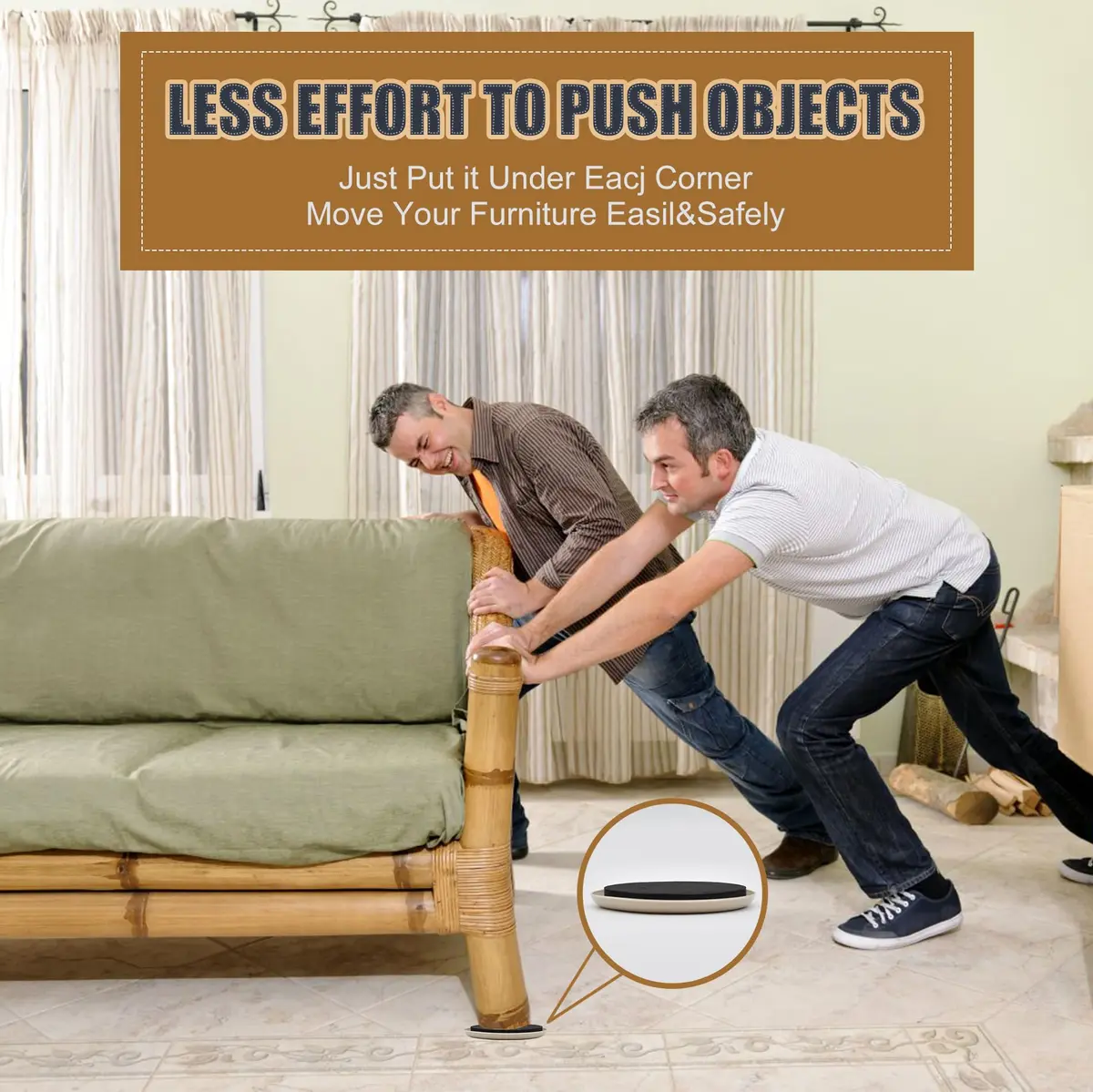 CADONO Furniture Sliders 3 1/2'' Round 8 Pcs | Heavy Duty Reusable Floor Protectors - view 4