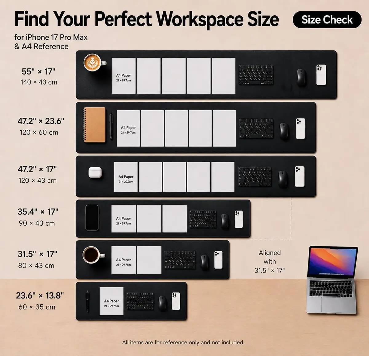 AFIING Cork Desk Mat Black 60cm x 35cm (23.6" x 13.7") | Dual-Sided Waterproof PU Leather & Cork - view 6