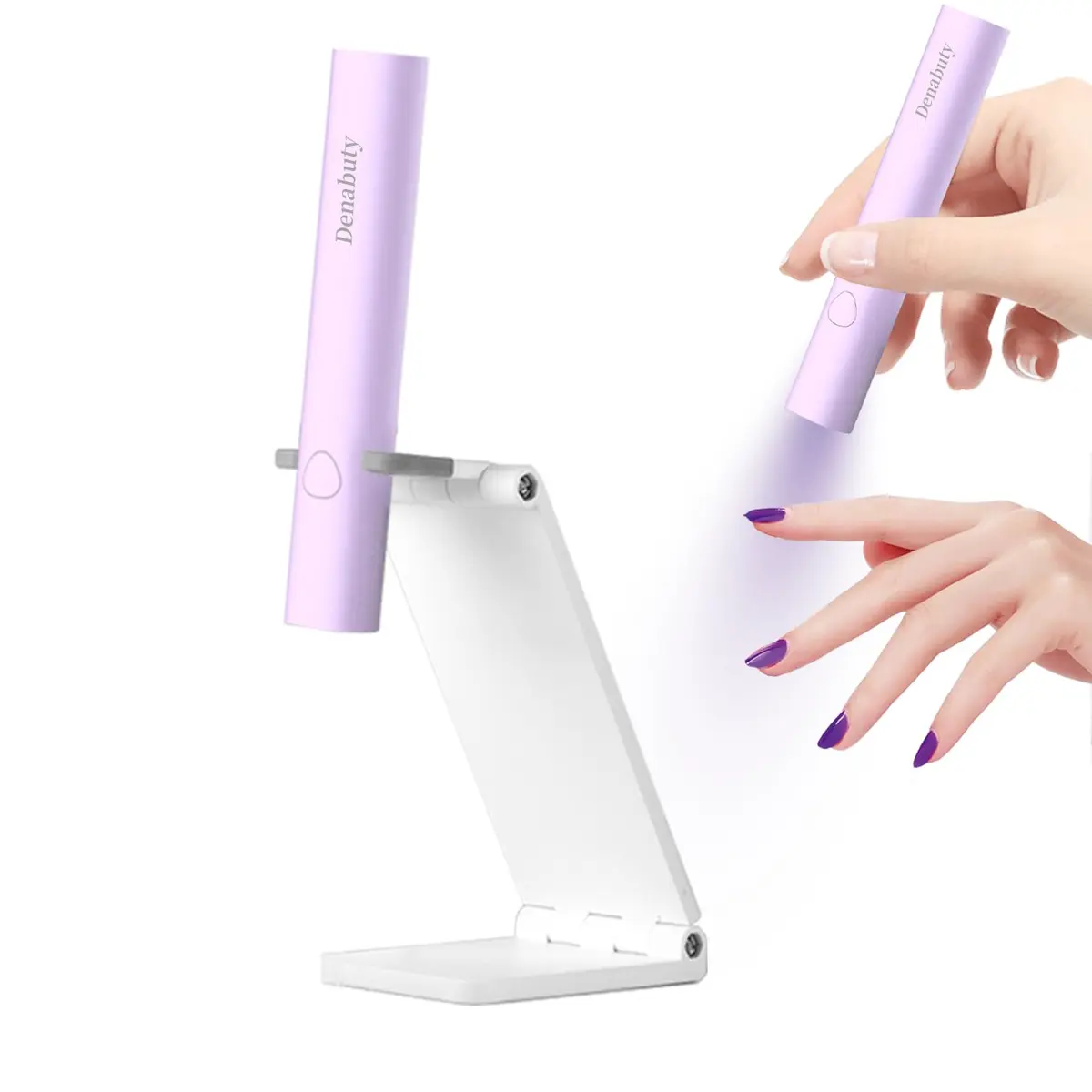 Denabuty Mini UV LED Nail Lamp Handheld with Stand, Violet | Portable Gel Nail Dryer for Art & Manicures - main product image