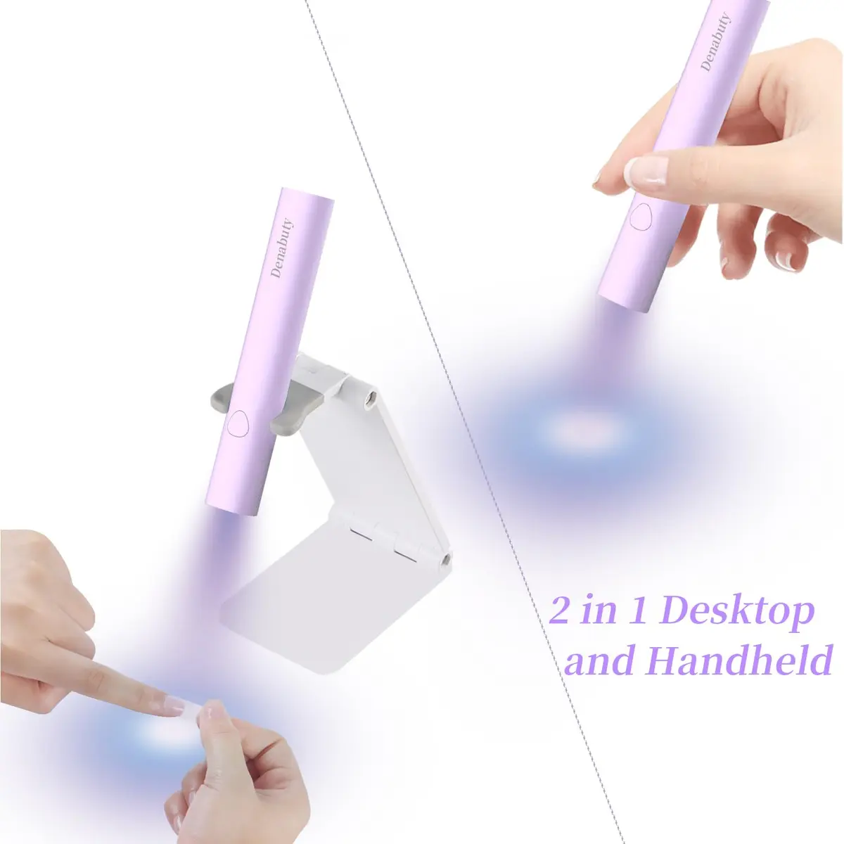 Denabuty Mini UV LED Nail Lamp Handheld with Stand, Violet | Portable Gel Nail Dryer for Art & Manicures - view 3