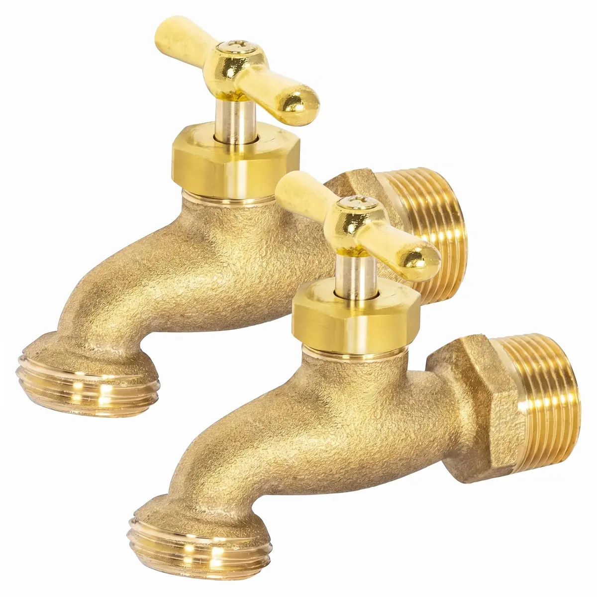 Eastman Irrigation Hose Bibb Brass 3/4 Inch MIP x 3/4 Inch MHT Pack of 2 | Heavy-Duty Garden Fitting - main product image