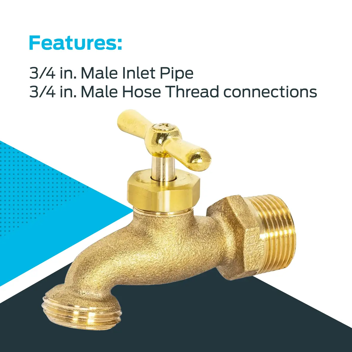 Eastman Irrigation Hose Bibb Brass 3/4 Inch MIP x 3/4 Inch MHT Pack of 2 | Heavy-Duty Garden Fitting - view 5