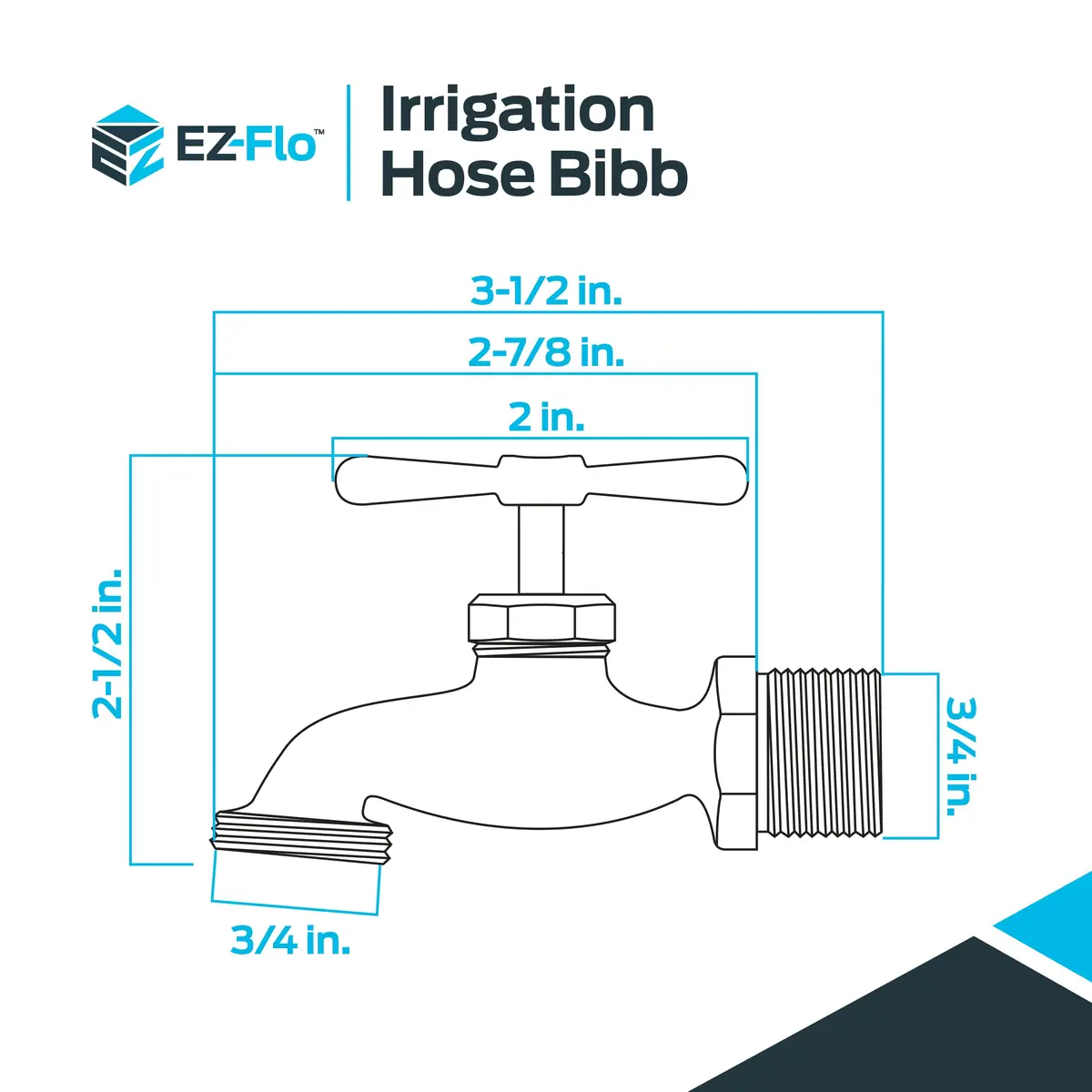 Eastman Irrigation Hose Bibb Brass 3/4 Inch MIP x 3/4 Inch MHT Pack of 2 | Heavy-Duty Garden Fitting - view 6