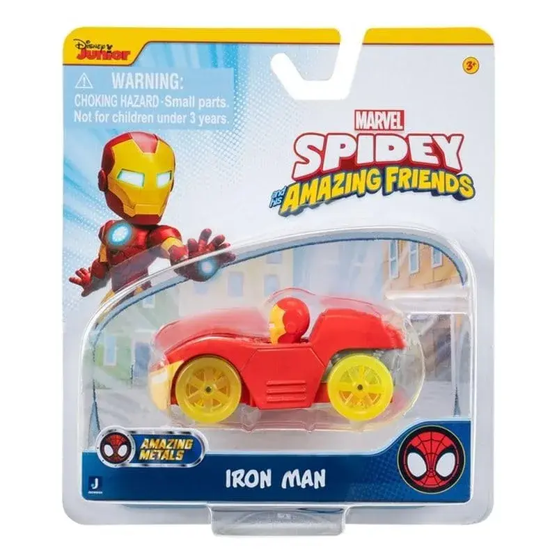 Spidey and his Amazing Friends Amazing Metals Race Car 1:64 Scale (Iron Tony Stark Man) | Jazwares Plastic Toy Car - main product image