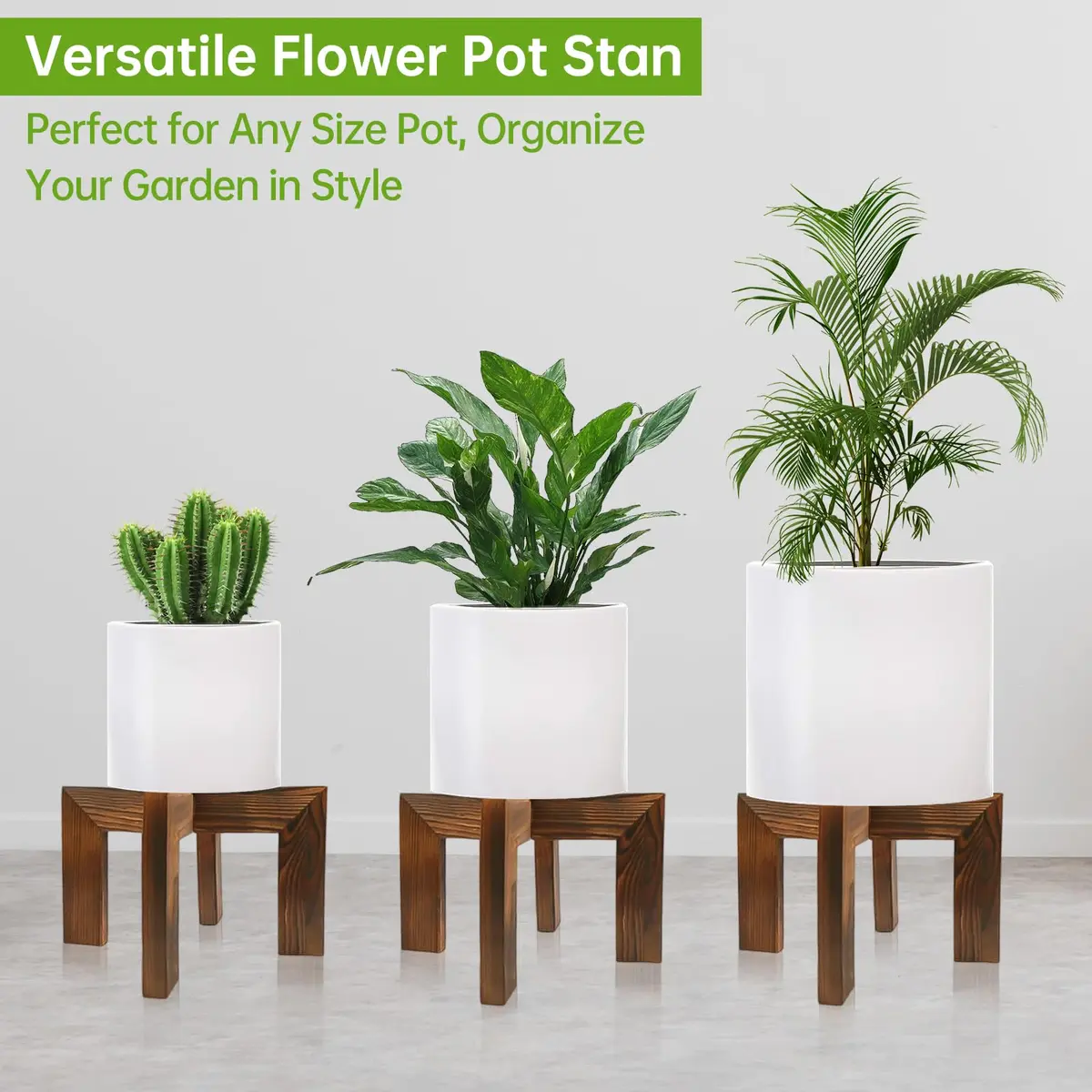 hismocal Wood Plant Stand Indoor/Outdoor for Plants, Large Size Planter Stand Holder, Sturdy and Stable Flower Pot Stand, Fits Most Size Flower Pots in Room - view 5