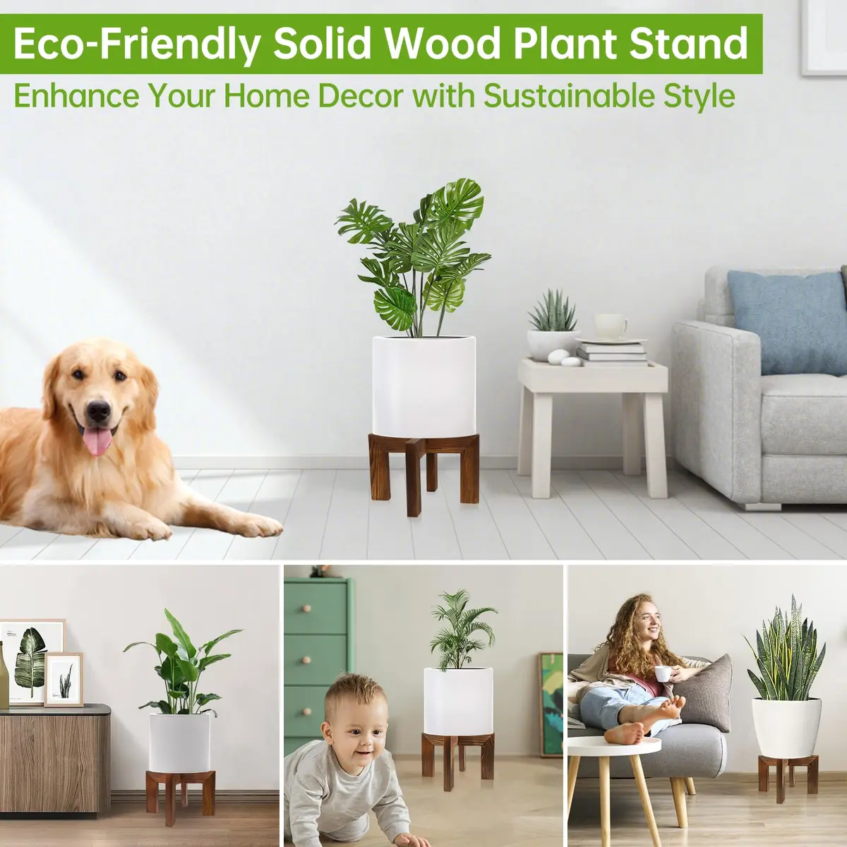 hismocal Wood Plant Stand Indoor/Outdoor for Plants, Large Size Planter Stand Holder, Sturdy and Stable Flower Pot Stand, Fits Most Size Flower Pots in Room - view 2