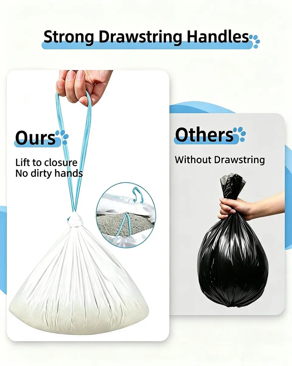 KropBom 120 Count Drawstring Cat Litter Bags 22.7 kg (50 lb) | Custom-Fit Leak-Proof Liners for Automatic Litter Boxes - view 5